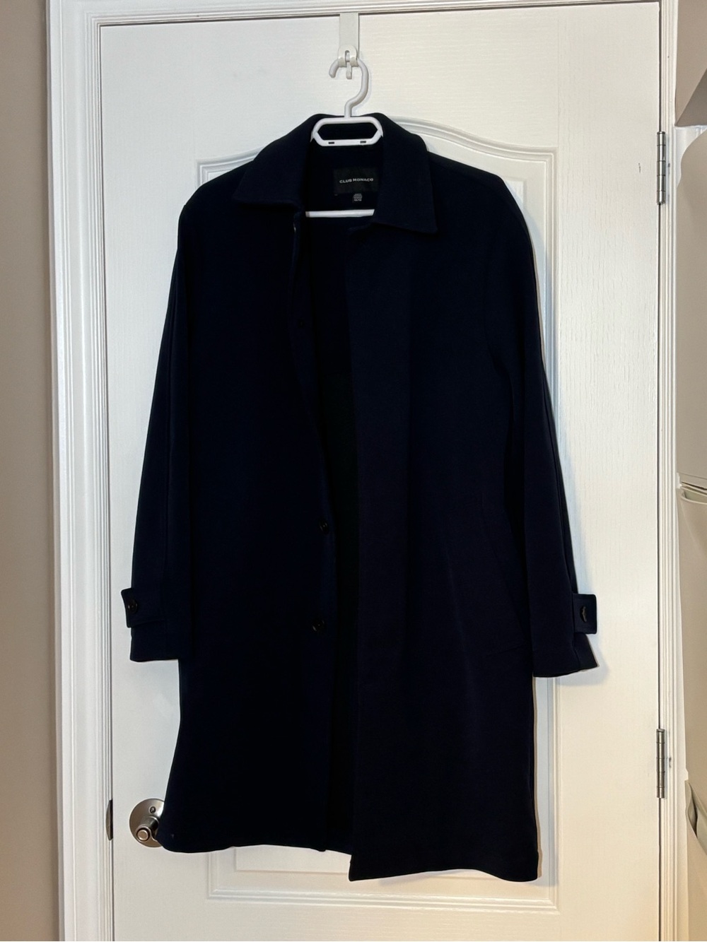 Club Monaco Navy Single-Breasted Trench Coat - XS